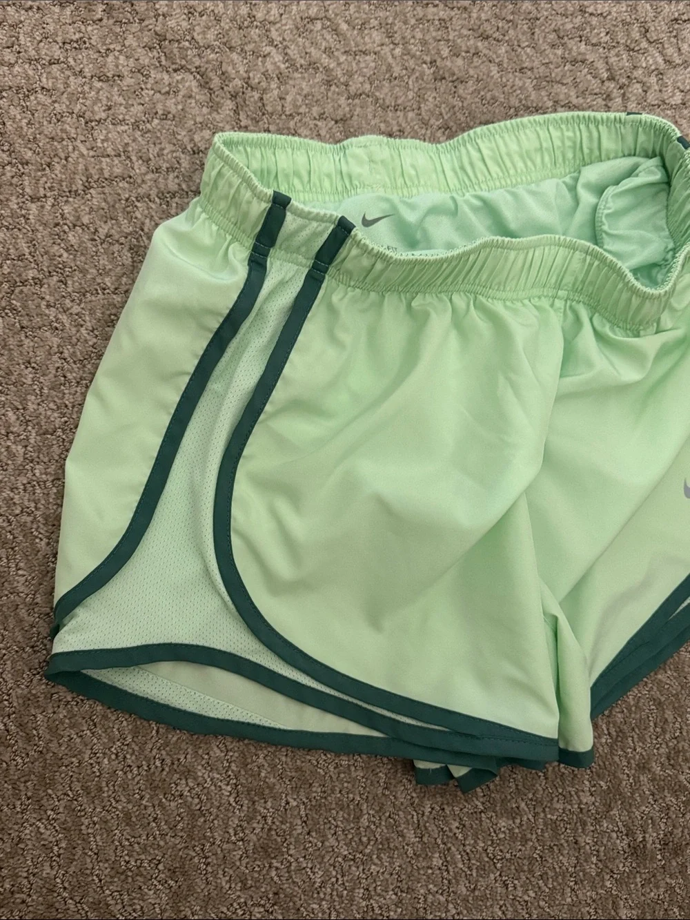 Nike Green Women's Athletic Shorts with Dark Green Trim